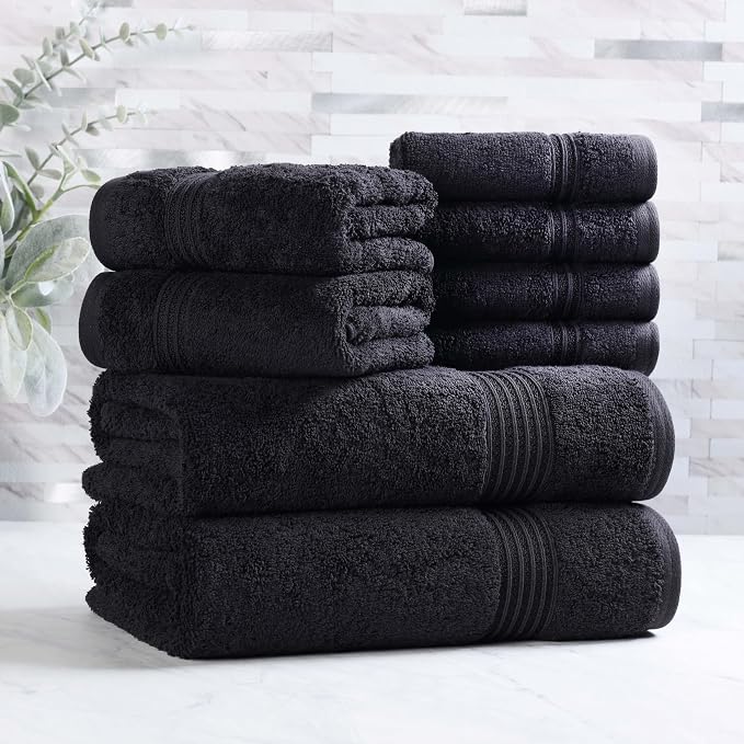 Superior Egyptian Cotton 8-Piece Towel Set, Guest Bath Decor Essentials by SUPERIOR