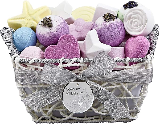 Christmas Bath Bombs Gift Set for Women, 17 Large Bath Fizzies in Assorted by LOVERY