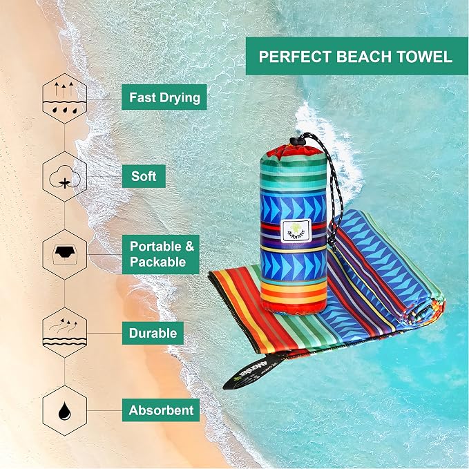 4Monster Microfiber Beach Towel Quick Dry, Super Absorbent Lightweight Travel - Image 2