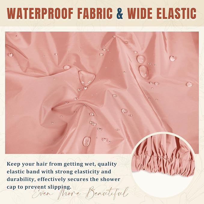 Reusable Shower Cap for Women, Stylish Large Waterproof Shower Bonnet Washable - Image 6