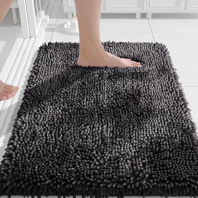 Yimobra Chenille Bathroom Rugs Non Slip, Extra Thick Soft Absorbent Bath Rug by Yimobra