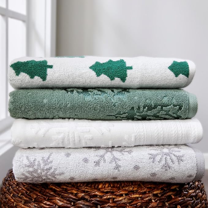SKL Home Christmas/Winter/Gift Subtle Snowflakes Bath Towel - Image 3