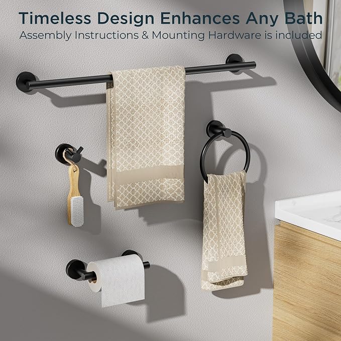 FORIOUS Bathroom Hardware Accessories Set, SUS304 Stainless Steel Towel Bar Set - Image 6