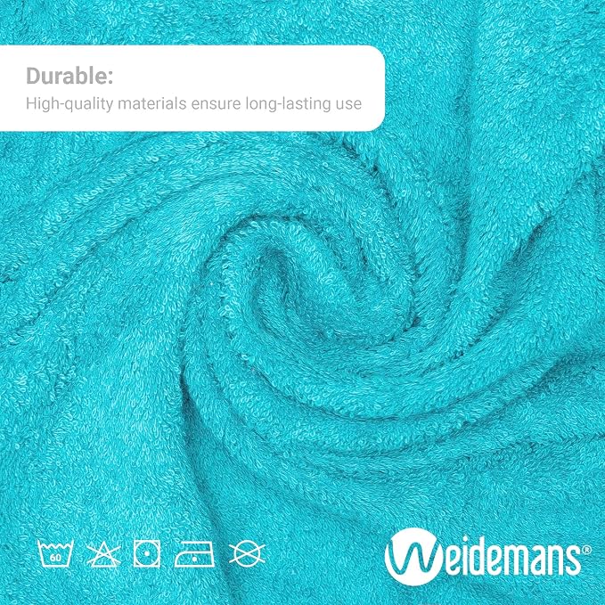 100% Cotton Washcloths Set 13” x 13” | Teal Blue Towels | Set of 6 Ultra Soft - Image 3