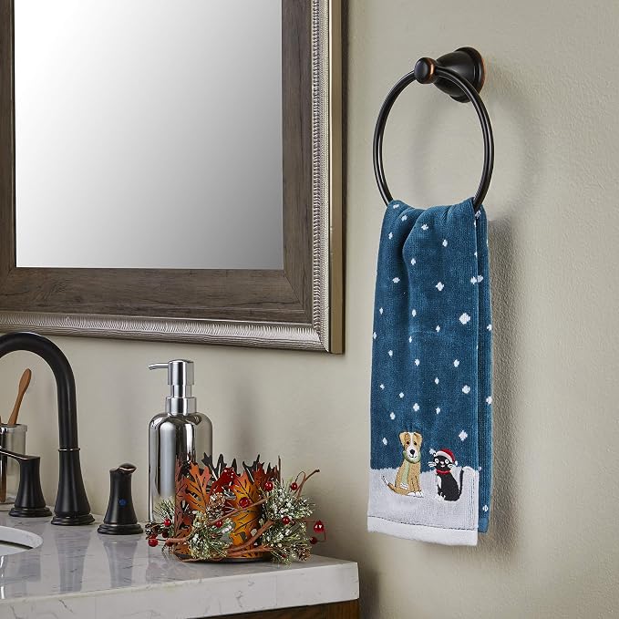 SKL Home Christmas/Winter Cat & Dog Hand Towel 2pc Set - Image 5