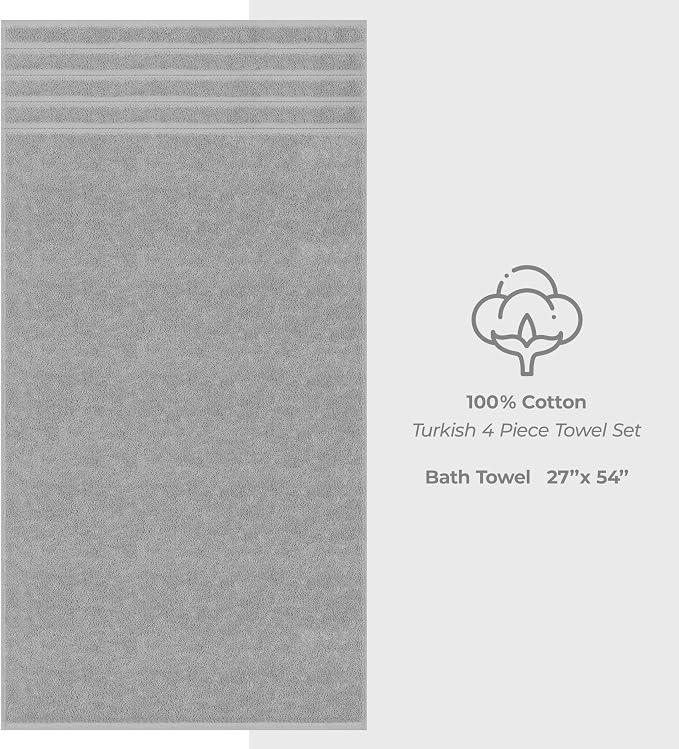 American Soft Linen Luxury 4 Piece Bath Towel Set, 600 GSM 100% Cotton Turkish - Image 5