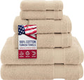 American Veteran 6 Piece Luxury Towel Set, 100% Cotton Turkish Towels by American+Veteran+Towel