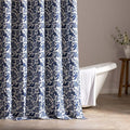 SLEEP ZONE Navy Leaf Shower Curtain Waterproof Curtains by SLEEPZONELIFE