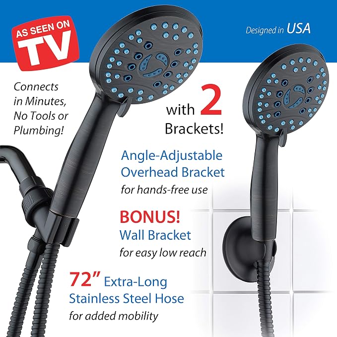 Hotel Spa AquaCare High Pressure 8-mode Handheld Shower Head - Image 8