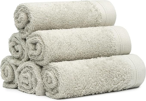 100% Cotton Washcloths Set 13” x 13” | Silver Towels | Set of 6 Ultra Soft and - Image 2