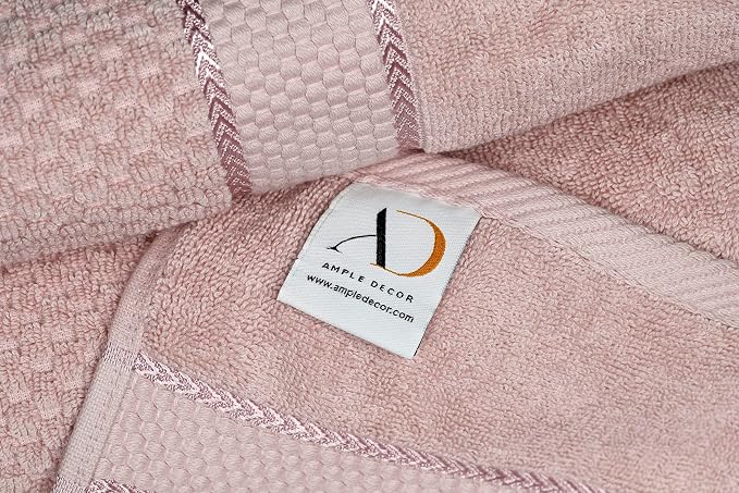 Ample Decor 100% Cotton Soft Pink Washcloths Set of 5 - Image 8