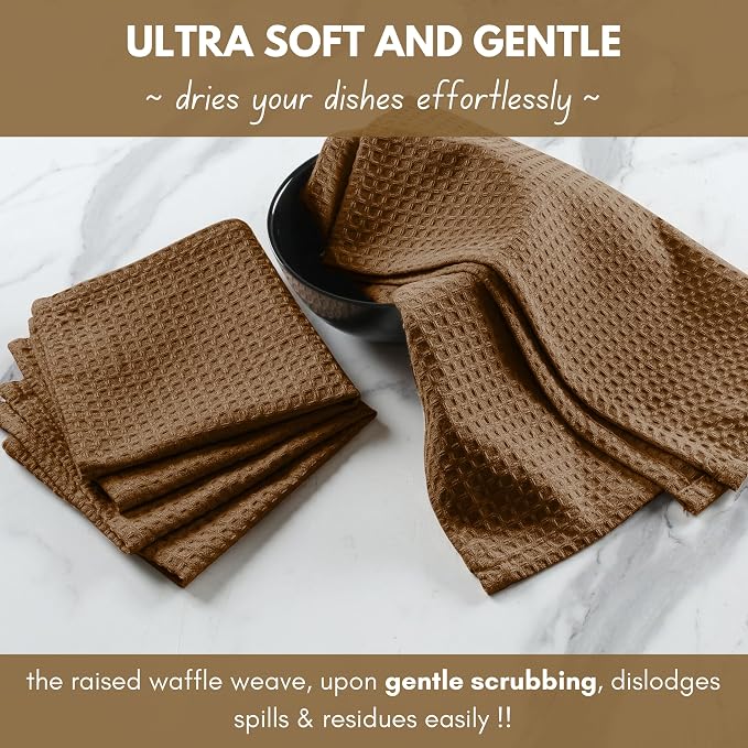 Native Fab Cotton Dish Towel 4 Pack Waffle Weave Tea Towels - Image 3