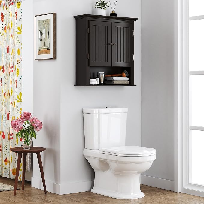UTEX Bathroom Cabinet Wall Mounted, Wood Hanging Cabinet, Wall Cabinets - Image 4