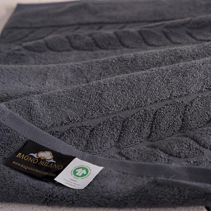 BAGNO MILANO Organic Turkish Cotton Bath Towels, Luxury Jacquard Collection - Image 3