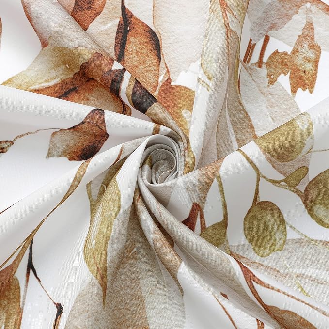 Gibelle Brown Eucalyptus Shower Curtain, Watercolor Plant Leaves - Image 5