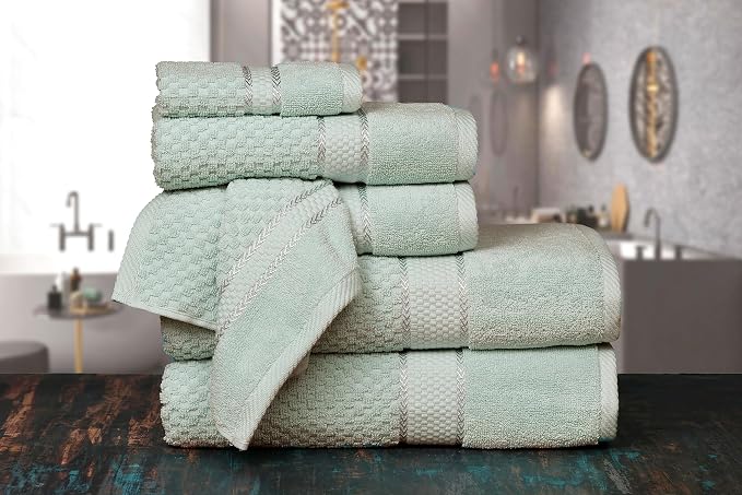 Ample Decor Bathroom Towel Set of 6-2 Bath Towel, 2 Hand Towel, 2 Wash Cloths - Image 2