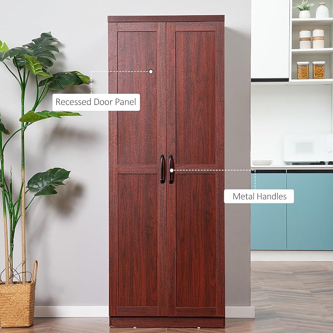 HOMCOM 63" 2-Door Kitchen Pantry, Freestanding Storage Cabinet - Image 7