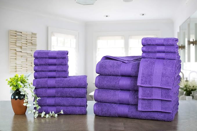Ample Decor Bathroom Towel Set of 18-4 Hand Towel, 4 Bath Towel, 10 Wash Cloths - Image 2