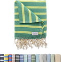 Large Turkish Beach Towel, Striped Kelly Green & Pistachio by CapeComforts