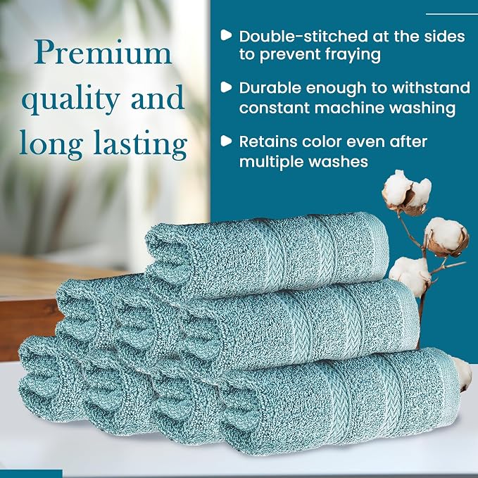 HALLEY Turkish 8 Pack Premium Washcloths 650 GSM Highly Absorbent Super Soft - Image 4