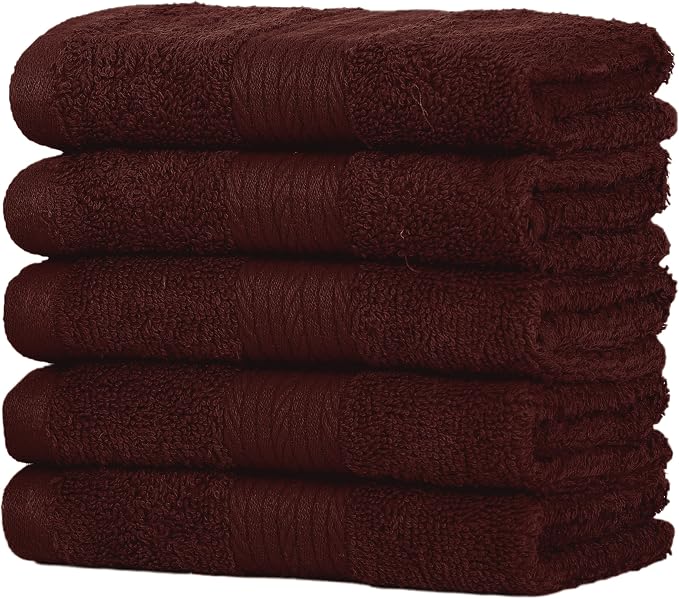 Ample Decor Washcloths Pack of 5 12 X 12 Inch, 600 GSM 100% Cotton Soft - Image 4