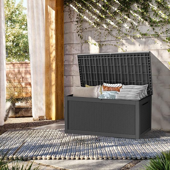 TARKARI 320 Gallon Lockable Resin Deck Box, Waterproof & UV-Resistant Outdoor - Image 4