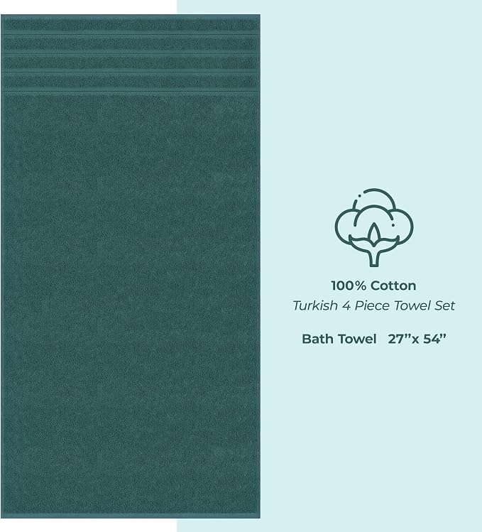 American Soft Linen Luxury 4 Piece Bath Towel Set, 600 GSM 100% Cotton Turkish - Image 5