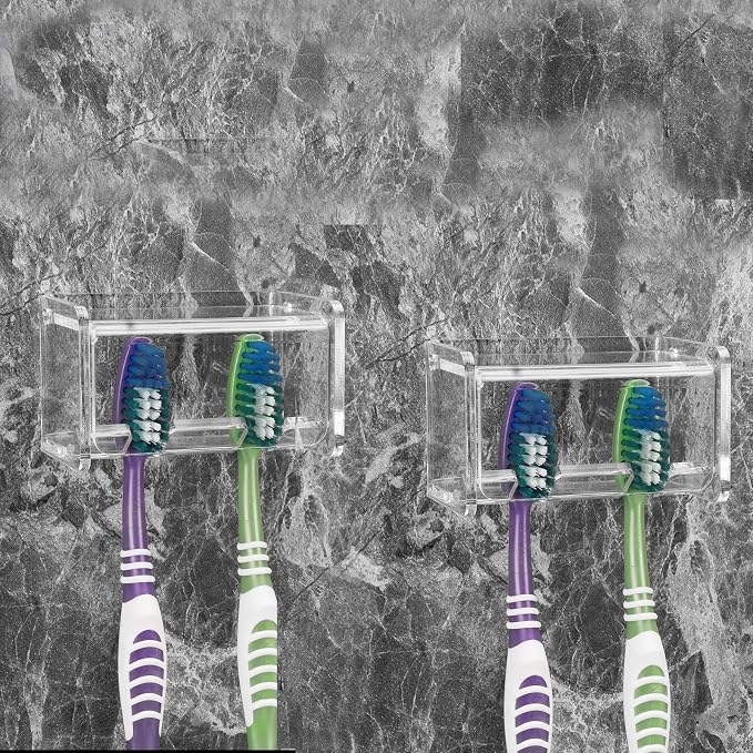 2 Pack Toothbrush Holder Wall Mounted by LUEXBOX