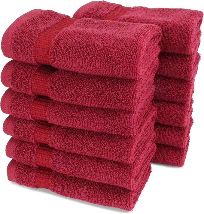 SALBAKOS 100% Turkish Cotton Washcloth Set of 12 13x13 inch | Heirloom Quality by SALBAKOS