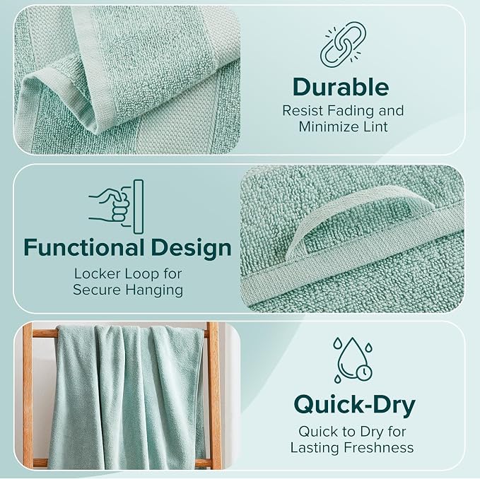 Comfort Spaces Turkish Bathroom Towel Set 6 Piece Luxury Bath Towel Set 2 Hand - Image 6