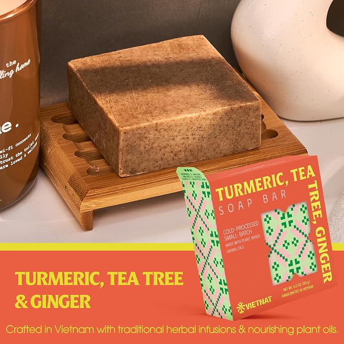 Turmeric, Tea Tree & Ginger Soap Bar – Cold Process Handmade Bar, 2-in-1 - Image 2