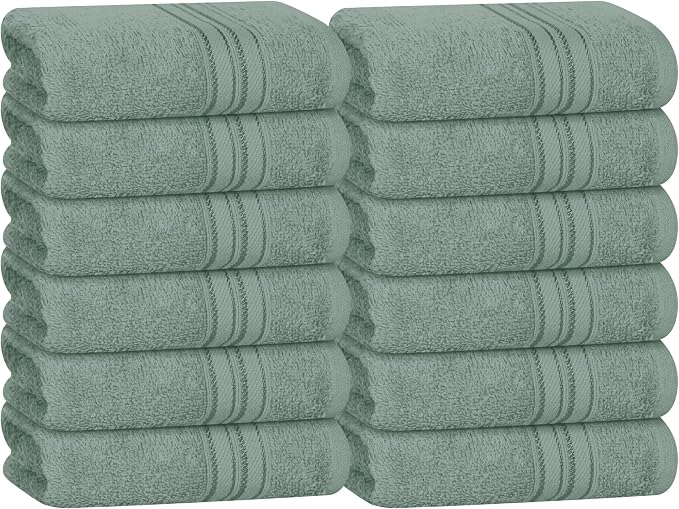 BOUTIQUO Ultra Soft Cotton Washcloths, Contains 12 Piece Face Cloths 12x12 inch by BOUTIQUO