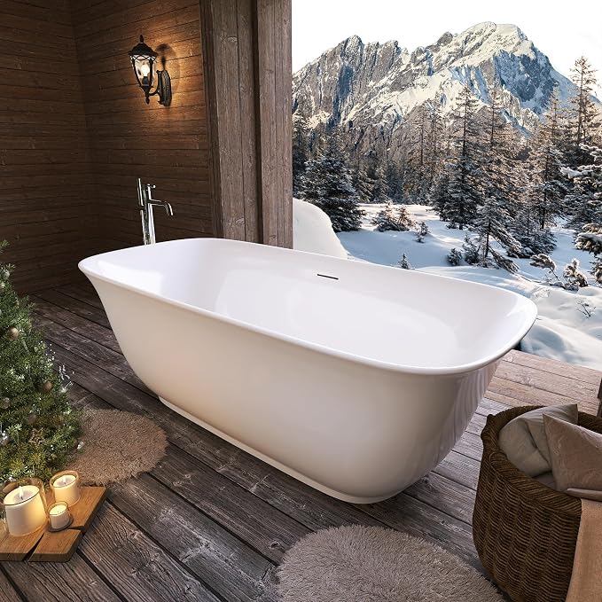 59" Acrylic Free Standing Tub, Stand Alone Tub, Freestanding Bathtub, Soaking - Image 9