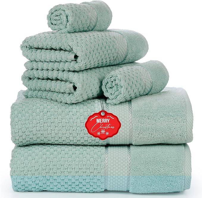 Ample Decor Bathroom Towel Set of 6-2 Bath Towel, 2 Hand Towel, 2 Wash Cloths by AmpleDecor