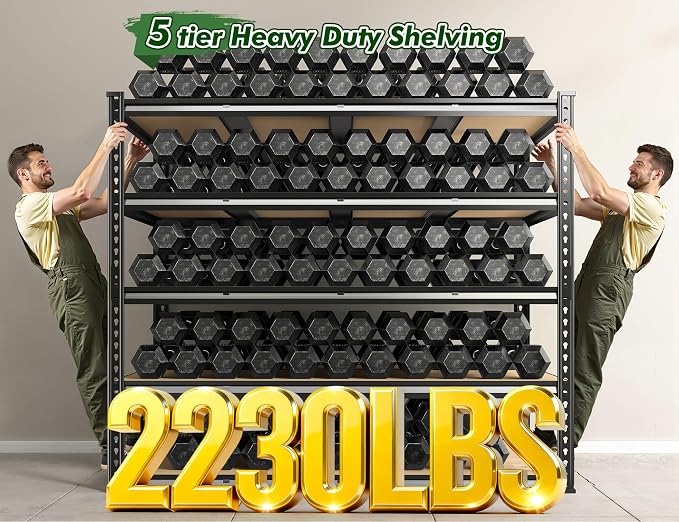 59.9" W Garage Shelves 2230LBS Metal Shelving, 5 Tier Adjustable Garage Storage - Image 2