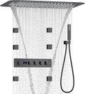 Matte Black 16X24 inch Ceiling Mounted Rain Shower Head System, Digital Display by KATAIS