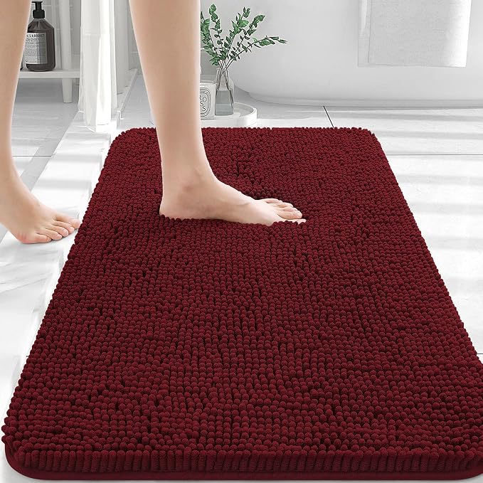 OLANLY Bathroom Rugs 30x20, Extra Soft Absorbent Chenille Bath Rugs, Rubber by OLANLY