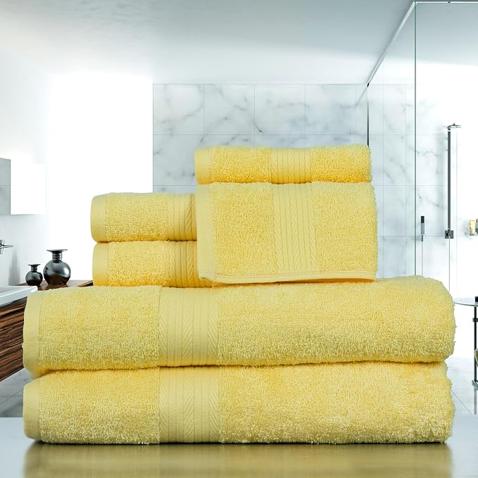 Ample Decor 100% Cotton 6 Piece Bathroom Towels Set, 2 Bath Towels, 2 Hand - Image 3