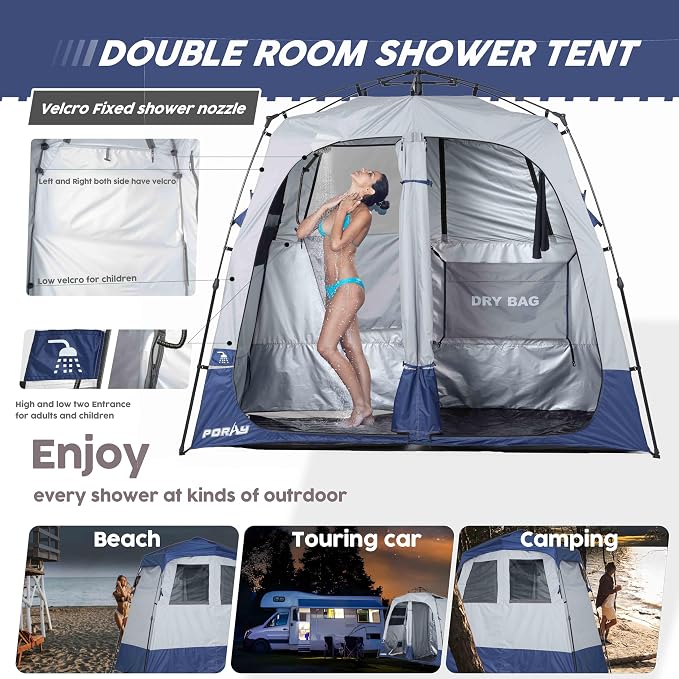 Camping Shower Tent Deluxe Changing Room Easy Set Up Privacy Shelter, Large - Image 2