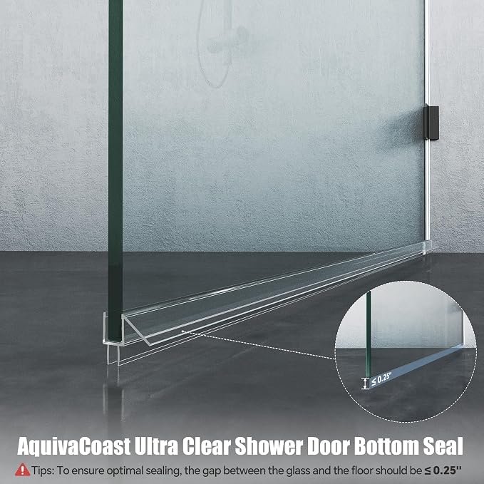 2-Pack Shower Door Bottom Seal, Ultra Clear Shower Door Seal Dtrip, Stop Shower - Image 2