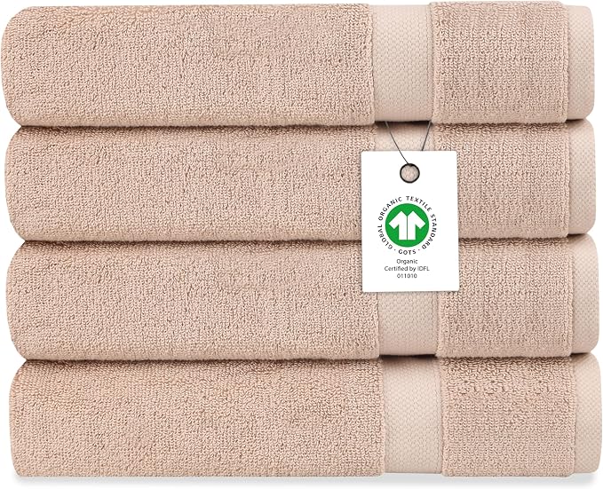 Delara Organic Cotton Luxuriously Plush Bath Towel Pack of 4 | GOTS & OEKO-TEX by Delara
