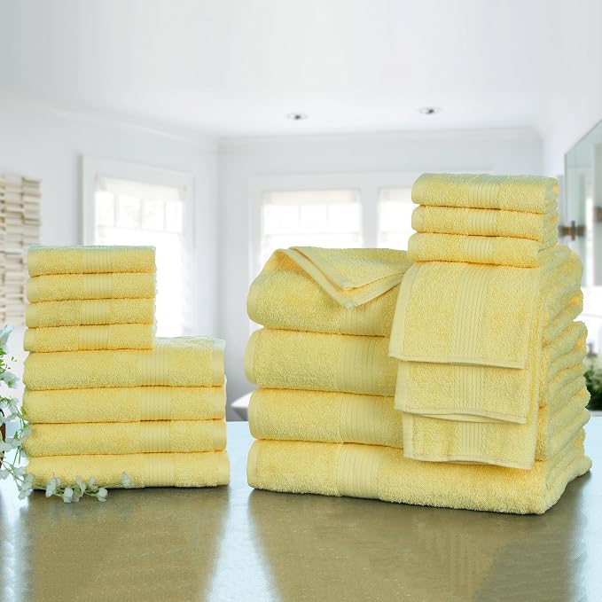Ample Decor Bathroom Towel Set of 18-4 Hand Towel, 4 Bath Towel, 10 Wash Cloths - Image 2