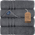Hawmam Linen Grey Bath Towels Set of 4, Cotton Towel Soft Absorbent Quick Dry by HawmamLinen
