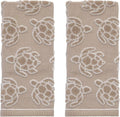 SKL Home Turtle Sculpted 100% Cotton Jacquard 2pc Hand Towel Set, Reversible & by SKLHomebySaturdayKnightLtd