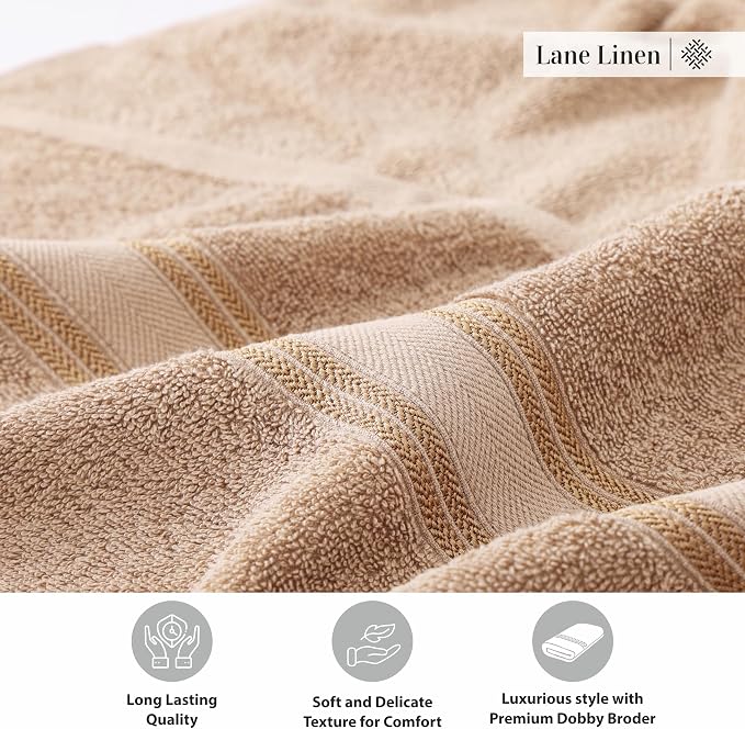 LANE LINEN 100% Cotton Bath Towels Set of 4 - Image 8