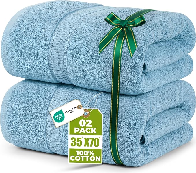 Utopia Towels Luxurious Jumbo Bath Sheet 2 Piece, 600 GSM, 35 by 70 Inches by UTOPIATOWELS