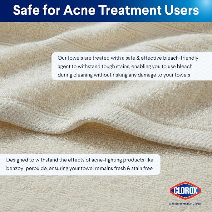 Clorox Bleach Friendly Towels, Quick Dry, 100% Cotton Bath Towels, Highly - Image 3
