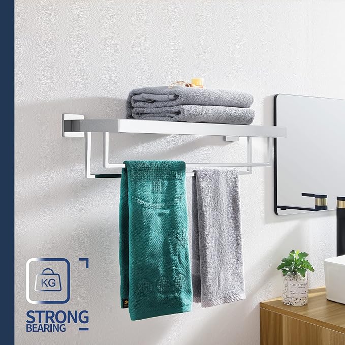 KOKOSIRI Bathroom Towel Shelf 20-Inch Chrome Towel Rack - Image 4