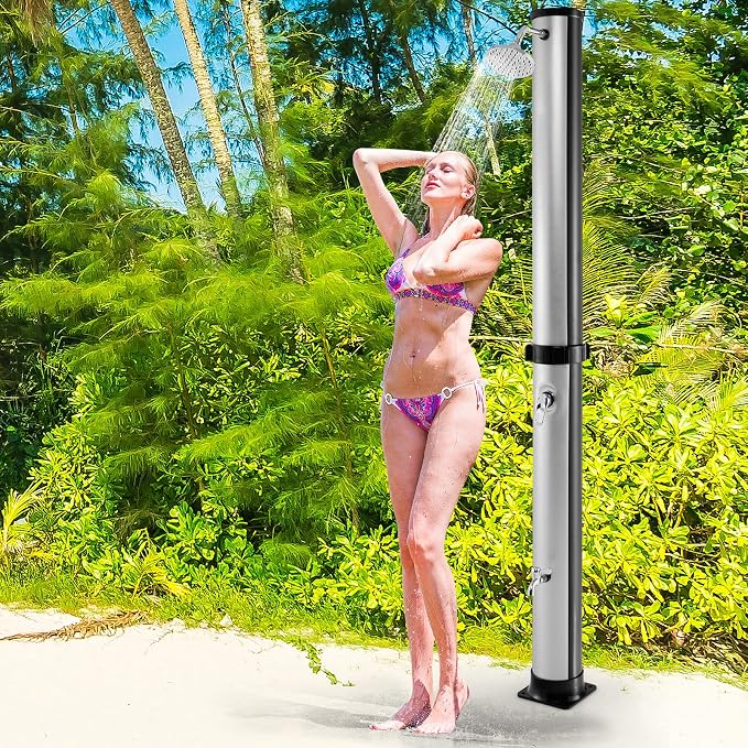 Giantex 7.2 FT 10 Gallon 2-Section Solar-Heated Outdoor Shower, Pool Shower - Image 8