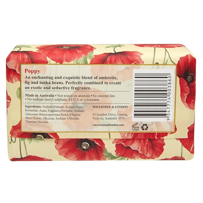 Wavertree & London Poppy Scented Natural Soap, 7oz Moisturizing French Triple - Image 7